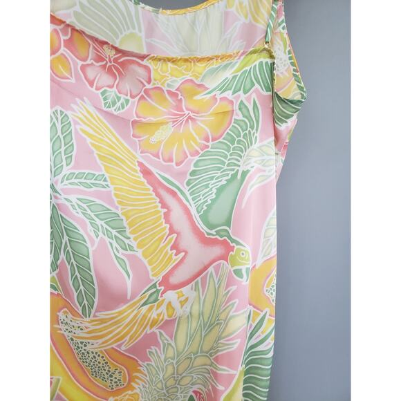 NEW - Watercolor Kenny Flowers‎ L/XL TROPICAL DRESS bird parrot beach floral - Picture 8 of 9